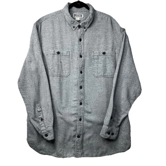 DULUTH Trading Gray Green Flannel Men Sz 2XL Tall 100% Cotton Work Wear ButtonUp - Picture 1 of 10